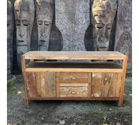 Large Recycled Teak Wood Tv Stand With Storage 140Cm
