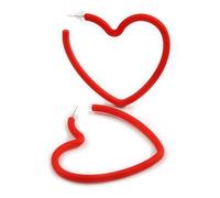 Large Red Acrylic Heart Earrings - 70mm Tall