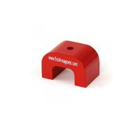Large Red Alnico Horseshoe Magnet for High-Temperature, Engineering, and Manufacturing Applications - 30mm x 45mm x 30mm 4.5mm hole - 11kg Pull