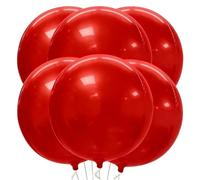 Large Red Balloons Decorations 6Pcs 4D Round Balloon Big 22 Inch Round Red Foil Balloons Grad Party Balloon New Years Christmas Decorations Birthday Party Supplies