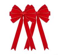 Large Red Christmas Tree Bow 28x50cm 2-Pack Large Red Christmas | 28x50cm large size, perfect tree crown, vibrant red flocked finish, gold-trimmed edges, 2-pack value