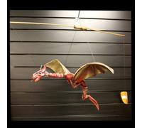 Large Red Coconut Dragon Mobile - Handmade Garden & Indoor Decor