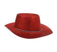 Large Red Coloured Glitter Cowboy Hats Fancy Dress Hats (Pack of 24)