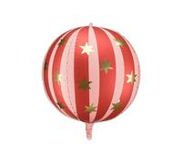 Large Red Foil Balloon with Stars - 20” Party Decoration - Air or Helium Inflatable Red Party Balloon - Circus Funfair Party Decoration
