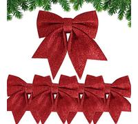 Large Red Glitter Bows for Christmas Tree Decoration- 5PCS Christmas Decorative Bows Christmas Bow Christmas Bows Decorative Xmas Decor Wreath Ornament