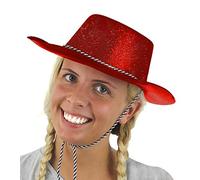 LARGE RED GLITTER COWBOY HAT FANCY DRESS ACCESSORY ST GEORGES DAY SAINT HEN NIGHTS & STAG NIGHTS (PACK OF 24)