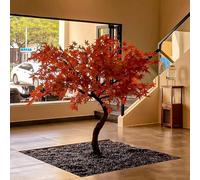 Large Red Maple Faux Tree Gorgeous Simulation Landscape Tree Red Maple Leaf Artificial Bonsai for Indoor Outdoor Decoration Artificial Plants for Home Decor Enhance Your Garden(150cm/59in)