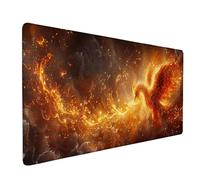 Large Red Mouse Mat 1500x800x3 mm, Waterproof Gaming Mouse Pad Phoenix Desk Mat with Anti-Slip Rubber Base and Stitched Edges Mousepad Office Accessories for PC, Laptop, Home Office, Gifts -ly25057A