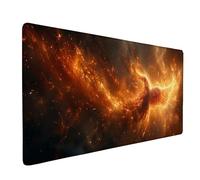 Large Red Mouse Mat 600x300x3mm, Waterproof Gaming Mouse Pad Phoenix Desk Mat with Anti-Slip Rubber Base and Stitched Edges Mousepad Office Accessories for PC, Laptop, Home Office, Gifts -ly2505J4