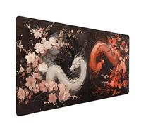 Large Red Mouse Mat 800x400x3 mm, Waterproof Gaming Mouse Pad Dragon Desk Mat with Anti-Slip Rubber Base and Stitched Edges Mousepad Office Accessories for PC, Laptop, Home Office, Gifts -ly250521