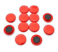 Large Red Planning Office Magnets for Fridge, Whiteboard, Noticeboard, Filing Cabinet - 40mm dia x 8mm high - Pack of 12