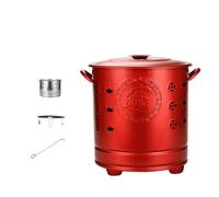 Large Red Stainless Steel Burn Barrel - Outdoor Incinerator for Paper, Leaves, Trash, and Wood - Backyard Bonfire Garden Furnace - Durable Burn Bin for Efficient Waste Disposal