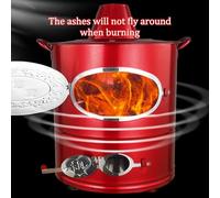 Large Red Thicken Steel for Outdoor Fire Pits, Backyard Bonfire & Trash Burning - Durable Metal Paper & Leaf Burner with Lid, Perfect for Garden Use
