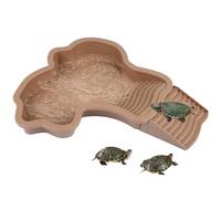 Large Reptile Bathing Pool, Tortoise Food Water Bowls with Ramp, Reptile Feeding Dish Water Bowl Bathing Pool Aquarium Ornament for Gecko, Snake, Turtle, Bearded Dragon, Lizard Bath