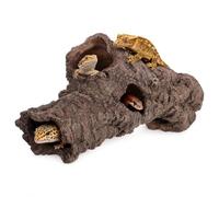 Large Reptile Resin Log Cave, 12 Inch Terrarium Hideout with 5 Openings, Faux Bark Aquarium Cave Decor for Bearded Dragon, Gecko, Snake, Lizard, Turtle, Fish .00 X 6.49 X 4.72 in Brown