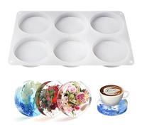 Large Resin Moulds Silicone, 6 Cavity Deep Round Silicone Molds for Epoxy Resin Casting, Reusable Coaster Moulds for DIY Crafts, Cup Mats