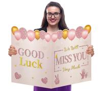 Large Retirement Card With Envelope 15.7x22 inch Jumbo Retirement We Will Miss You Greeting Card Giant Guest Book Greeting Cards Gifts Pink Farewell Going Away Party Decorations for Women