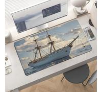Large Retro Nautical Ship Desk Mat 24x12 Inch Waterproof Non-Slip Rubber Desk Pad for Office Home Gaming Remote Work Foldable Portable Mousepad for Keyboard Laptop Desktop Accessories