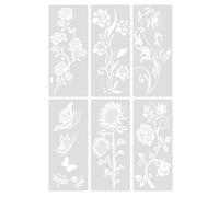 Large Reusable Floral Stencil Set for DIY Garden Fence and Wall Painting Decoration Craft Projects with Sunflower Pattern Design 6PCS (White, 35X15cm)