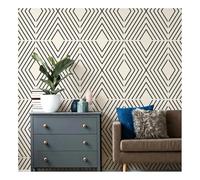 Large Reusable Geometric Wall Stencil 40cmX53cm Reusable Plastic Minimalist Painting Stencil for DIY Accent Wall, Furniture Home Decor, Continuous Line Pattern Template