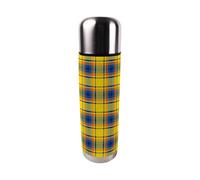 Large Reusable Tartan Thermal Flask - 750ml Stainless Steel Insulated Drinks Bottle Gift, Yellow
