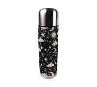 Large Reusable Thermal Flask - 750ml Black Stainless Steel Insulated Drinks Bottle Gift, Celestial Nights Sky
