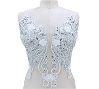 Large Rhinestone Bodice Applique, Crystal Applique, Crystal Bodice Applique for Wedding Dress, Hand Beading Rhinestone Patch Haute Couture (White)