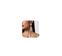 Large Rhinestone Chandelier Earrings for Women - Statement Teardrop Crystal Bridal Earrings Trendy Formal Prom Wedding Jewelry Gifts, 3×7 cm, Brass, Cubic Zirconia