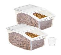 Large Rice Container, 2 x Waterproof Food Storage Box with Pulleys - Food Storage Organizer with Sealed Lids Household Scales for Pantry, Gardening and Laundry