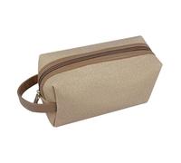 Large Rippled PU Makeup Bag, Water-Resistant Toiletry Organizer with Separate Compartments(Yellow Brown)