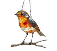 Large Robin Bird on Branch Suncatcher Stained Glass Effect Stained Glass Window Decoration Rainbow Maker Crystal Prism Suncatchers Indoor Outdoor Home Garden Party Decoration Hanging