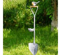 Large Robin On Spade Bird Feeder Bath Metal Robins Garden Ornament Outdoor