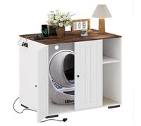 Large Robot 4 Litter Box Enclosure Cabinet with Built-in Power Outlet