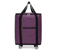 Large Rolling Duffle Bag with 360° Spinner Wheels - Heavy-Duty Waterproof Travel Luggage Convertible to Shoulder Backpack, Trolley Bag for Men Women, Carry-On Suitcase for Airplane, Moving(Purple,L)