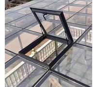 Large Roof Exit Window Aluminum Alloy & Tempered Glass Flat Roof Skylight Flush Mounted Roof Window for Conservatory (LxW 80x85cm/31.5x33.5in)