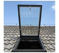 Large Roof Window with Emergency Exit Flat Roof Lighting Double-Layer Clear Tempered Glass Skylights Access Hatch for Loft in Wooden Houses Aluminum Frame (25 x 42 Inches)