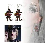 Large Rose Hoop Earrings Hat Ear Hook Halloween Earring Accessories Halloween Witch Hat Stitching Earrings Heart Studs (Dark Blue, 6. 7x2. 2cm)