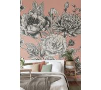 Large Rose Toile Wall Mural Origin Murals Baby Pink W300cm x H240cm