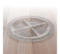 (Large Round - 4 Sections) Glass Condiments Snacks Tray Dish Serving Platter