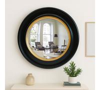 Large Round Black and Gold Convex Mirror Agenzia 14 Black Large