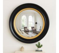 Large Round Black and Gold Convex Mirror Agenzia 14 Black Large
