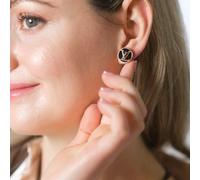 Large Round Black Elegant Rose Gold Plated Stud Earrings The Colourful Aura Black One Size