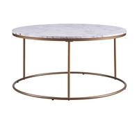 Teamson Home Marmo Large Round Coffee Table, Marble Side Table, Modern