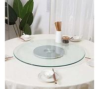 Large Round Dining Table Lazy Susan Turntable Rotating Tray, 20/24/28/32/35inch Tempered Glass Rotating Serving Platter,Aluminum Alloy Base, Silent and Smooth (Color : Silver, Size : Ø 70cm/28in)