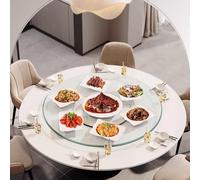 Large Round Dining Table Lazy Susan Turntable Rotating Tray Transparent Rotating Tray With Silent Bearing Centerpieces 24/28/32/35inch Tempered Glass Rotating Serving Platter(Ø 85cm/33.4in)