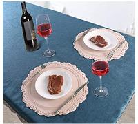 Large Round Embossed Placemats 34cm/13.4in Set of 2 Dinner Table Thicken Silicone Place Mats Heat Resistant Non-Slip and Waterproof (Pink)