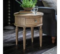 Large Round Farmhouse Side Table with Storage - Maverick - Caspian House