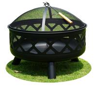 Large Round Fire Pit Bowl 24 inch Garden Camping Wood Log Heater Charcoal Burner Gr8 Garden Black One Size