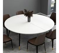 Large Round Foldable Table Top - Two-Fold Portable Wood Surface Extender Space-Saving Design for Dining & Parties Easy Storage (White 80cm/31.5in)
