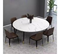 Large Round Folding Piano Tabletop White Stone 31.5in Wooden Table Extension Temporary Dining or Kitchen Surface Perfect for Home & Events